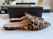 J. CREW POINTED-TOE SLIDE MULE IN LEOPARD CALF HAIR SIZE US6
