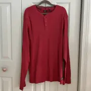 Buffalo David Bitton Mens Ribbed Long Sleeve Shirt Size XXL Nirvana Heather Red