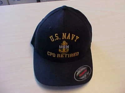US Navy Chief Petty Officer CPO RETIRED embroidered Flexfit cap hat