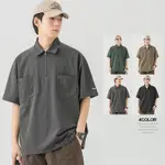 日系短袖工裝襯衫男 POLO衫男 M-5XL 雙口袋POLO衫短袖男 夏季寬松保羅衫速幹T恤復古山系情侶襯衫@潮人屋服飾