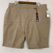 New Gloria Vanderbilt Camel/Tan Bermuda Rolled Hem Shorts size 18