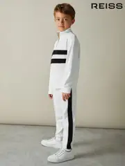Reiss White/Emerald Green Larose 9-13 yrs Interlock Velour-Stripe Joggers (AD9434) | $75