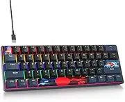 surmen 60% Gaming Keyboard 60 Percent, Wired Mini Mechanical Keyboard with Linear Red Switches PBT Keycaps for PC Gamer Typist (Blue Samurai B/Rainbow Led)