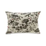 Rectangular Gray Florals On White With Feather Down Insert Pillow