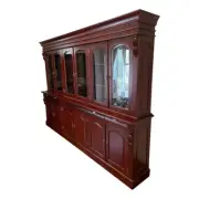 Antique Victorian Style Solid Mahogany Large 6 Doors Display Cabinet / Bookcase