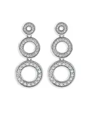 Lagos Sterling Silver Caviar Spark Diamond Triple Circle Drop Earrings