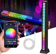 Hsenli RGB LED Light Bar,Party/Disco/Gaming Light,USB Rechargeable Music Rhythm Sound Control Ambient Light,Led Strip Lights for Car TV Gaming Bedroom Desktop 1 Pack (Black)