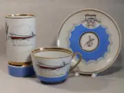 USSR PROPAGANDA SET Vase, Cup, Plate "GLORY TO THE SOVIET SHIPBUILDERS" RARITY!!