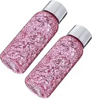 PLAFOPE 2pcs Face Body Sequins Party Makeup Supply Glitter Body Oil Highlight Glitter Lotion Shiny Eyeshadow Fashionable Glitter Body Cream Sequins Gel for Body Shimmer Lotion Pink Liquid