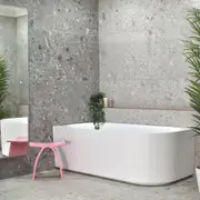 1500-1700*750*580mm Poseidon Brighton Groove Gloss White/Matt White Oval Acrylic Fluted Corner Back Bathtub