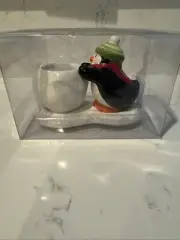 NIB! Hallmark Winter Penguin Snowball Ceramic Tea Light Votive Candle Holder
