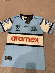 Size 2XL 2025 Cronulla Sharks NRL Jersey with Embroidered Patches and Logo