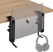 IFCASE Under Desk Laptop Mount, Adjustable Side Storage Holder with Space-Saving Headphone Hook, No Drill Installation (Black)