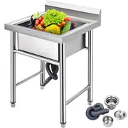 Handmade Sink Non-magnetic Stainless Steel Kitchen Sink Hand Made 1 Compartment 44.4 x 41.9 x 25.4 cm Capacity Huge Tub Sink for Farmhouse Cafe Shop
