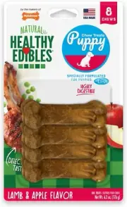 Nylabone Healthy Edibles Puppy Long Lasting Lamb & Apple Chew Treats Petite, 8ct