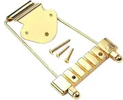 Kisangel 6 String String Tailpiece for Jazz Guitar Durable Archtop Bridge Easy Installation with Screws Included Golden Finish for Enhanced Performance