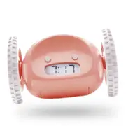 Run-Away Alarm Clock on Wheels (Authentic)Extra Loud for Heavy Sleeper Funny Rolling Jumping (Pink)