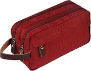 [LOBESASY] Men's Travel Toiletry Bag Dopp Kit - Dual Compartments with Handle (Black)