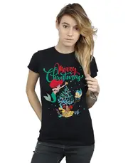 Absolute Cult Disney Women's Princess Ariel Merry Christmas T-Shirt White Medium