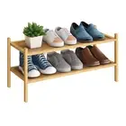 2-Tier Bamboo Shoe Rack Premium Stackable Shelf Storage Organizer for Hallway