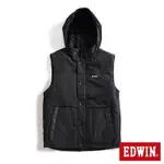 EDWIN 異素材剪接鋪棉背心-男-黑色