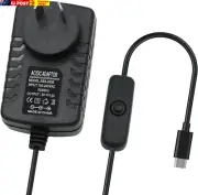 Pi 4B Power Supply 5V 3A 15W USB-C Type-C On/Off Switch | USB-C Pi 4 Charger for