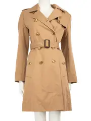 Camel Trench Gold Button Belted Coat