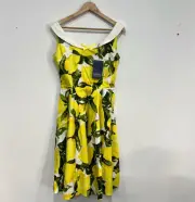 Collectif Vintage Maddison Lemons Print Swing Dress Size Medium 12 Positano Styl
