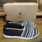 CLOUD STEPPERS BY CLARKS Womens Navy Breeze Step Wedge Sneakers Shoes 12 M