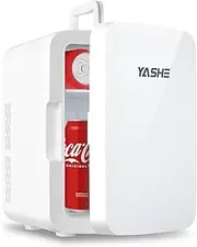 Mini Fridge, 10 Liter/12 Cans, Skin Care Fridge for Bedroom, 110V AC/12V DC, Thermoelectric Cooler and Heater, Small Refrigerators for Drinks, Office, Car,