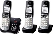 [Panasonic] Cordless Phone KX-TG6823, Black, Digital Answering Machine, 1.8" LCD Screen, Caller ID, 120 Name & Number Memory, 30 Minutes Recording, Hands-Free