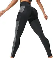 [Generic] Women's Mesh High Waisted Tummy Control Squat Leggings with Pocket