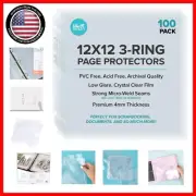Archival-Safe 12x12 Page Sleeves - 100 Pack for Organizing Documents and Photos
