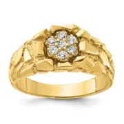 14k Yellow Gold Men's Cluster 1/4 carat Diamond Nugget Complete Ring
