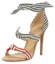 Alexandre Birman Lolita Three-strap Canvas Sandals Stiletto Pumps Size 8