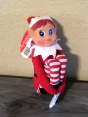Elves Behavin Badly Vinyl Faced Naughty Elf Figurine Red Santa Claus Hat