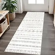 Cekene Carpet Runners for Hallways Non-slip 65x180cm Washable Kitchen Rugs Long Faux Wool Entryway Rug Runner Low Pile Floor Runner Mat for Entrance Bathroom Laundry Bedroom (Brown Beige)