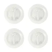 4pc Annabel Trends Glass Plate Palm Tree Serving Dish Set 18cm Round Clear