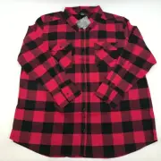 Eddie Bauer Flannel Shirt 2X Top Women Plus Size Red Black Buffalo Plaid Check