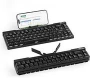 RK ROYAL KLUDGE F68 60% Foldable Low Profile Mechanical Keyboard, Wireless/Wired Mechanical Keyboard with Aluminum Case, Built-in Stand Holder, White Backlit, 68 Keys, Quiet Red Switch, Black