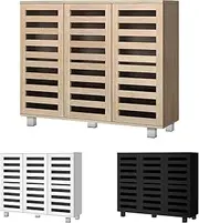 ALFORDSON Shoe Cabinet 30 Pairs Shoes Storage Rack Adjustable Cabinets Organiser Drawer Shelf with Slatted Doors, Wooden Home Furniture for Living Room, Entryway, Hallway, 97cm Wood