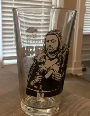 Flying Saucer Game of Thrones Father Ned Stark 2019 Beer Pint Glass Sean Bean
