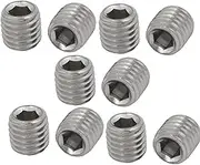 uxcell 10 Pcs M10 x 10mm 304 Stainless Steel Hex Socket Drive Flat Point Grub Screw