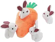 Amazon Basics Hide and Seek Squeaky Dog Plush Toy, Rabbit and Carrot, 5 Pack