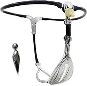 HCUDFN Female Chastity Belt With Removable Vaginal Plug Sex Toy Set Stainless Steel Construction Underwear Ladies Set Panties Bondage Device For Women(Black Schwarz,Waist 64~70cm)