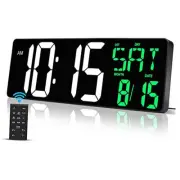 17 Inch Large Digital Wall Clock with Remote Control, Automatic Brightness