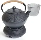 Cast Iron Teapot Set, Japanese Style Teapot with Infuser/Filter and Warmer, Tea