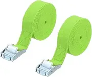 uxcell 1" x 13 ft Lashing Strap with Buckles, 2 Pcs Cam Buckle Tie Down Straps Adjustable Heavy Duty Secure Cinch Straps Up to 551 lbs for Cargo Kayak Bicycles, Fluorescent Green