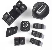 8pcs/lot Window Headlight Mirror Tailgate Fuel Door Control Switch Button Compatible with VW Passat B6 3C0962125B 5ND959565B 5ND941431A(A 2018-2020)