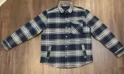 Brixton Men’s Med Standard fit Bowery Flannel Shirt Jacket Long Sleeve Blue